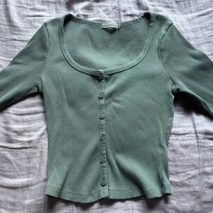 Heart Hips Sage Ribbed Knit Top